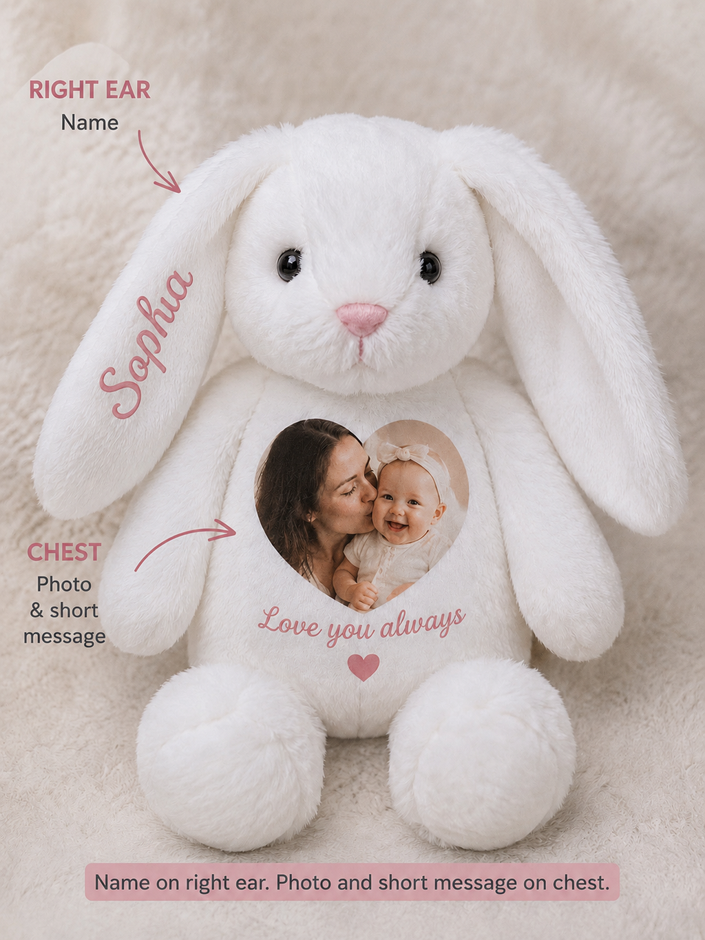 Personalised Bunny with Photo & Message