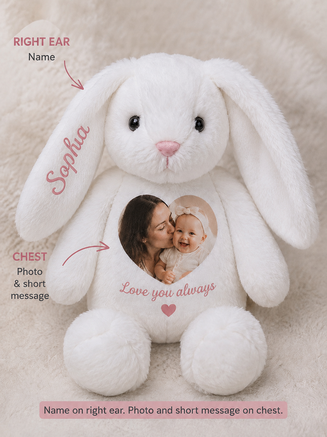 Personalised Bunny with Photo & Message