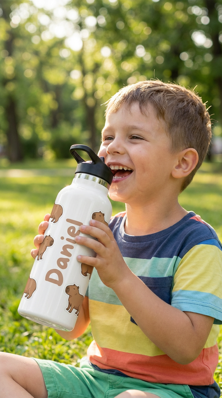 Personalised Capybara Kids Water Bottle